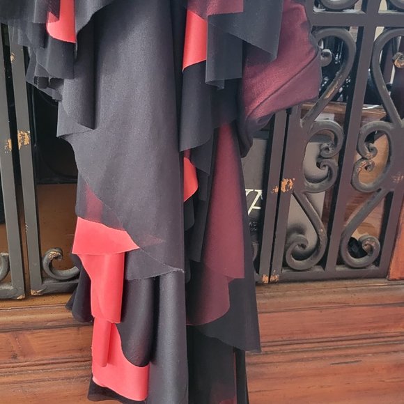 Maroon and Black Ruffled Gown from Cache - Picture 3 of 5